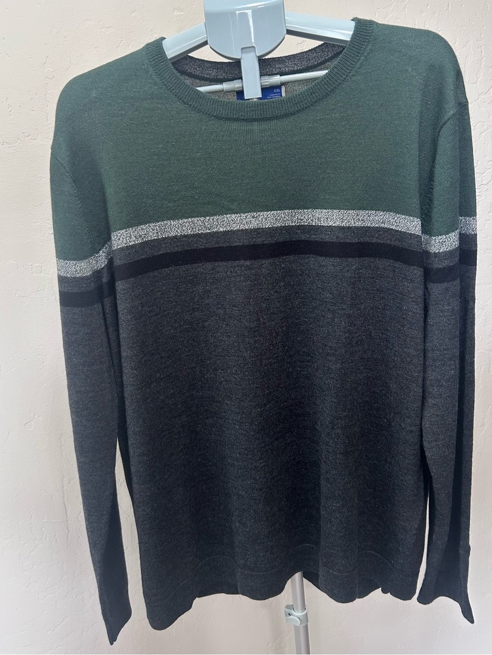 Apt. 9 Forest Green and Dark Gray Striped Crewneck Sweater